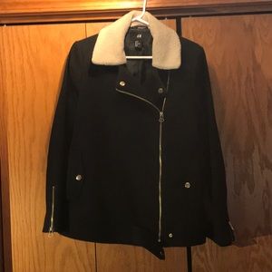 H&M jacket with removal faux wool collar